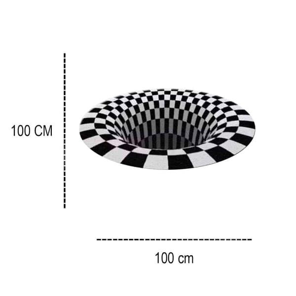 Rund Vortex 3D illusionsmatta - 100 cm - halkfri