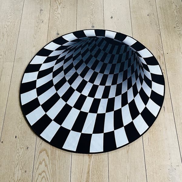 Rund Vortex 3D illusionsmatta - 100 cm - halkfri