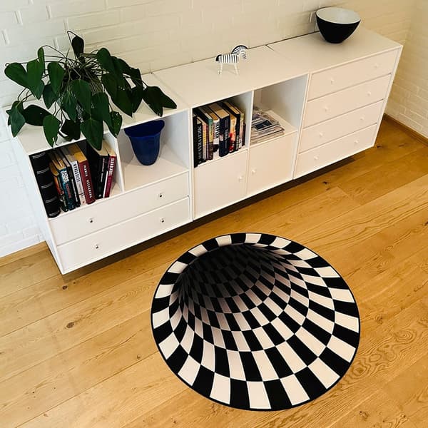 Rund Vortex 3D illusionsmatta - 100 cm - halkfri
