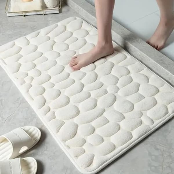 Absorberande Badrumsmatta med Halkfri Undersida Vit 40 x 60 cm