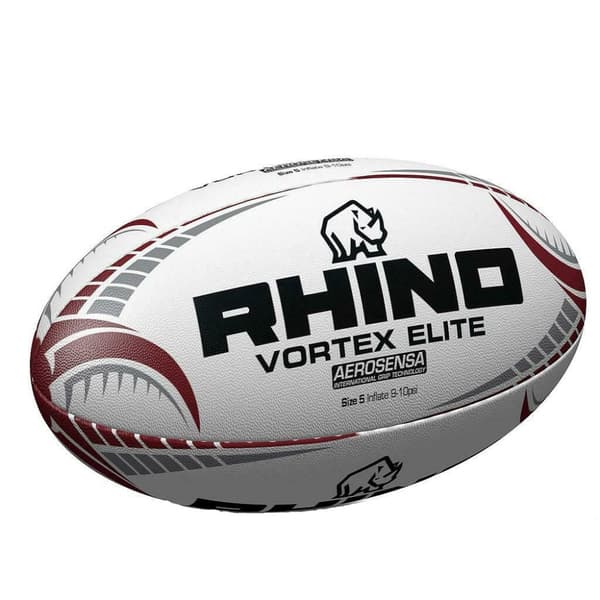 Rhino Vortex Elite Rugby Ball White 5