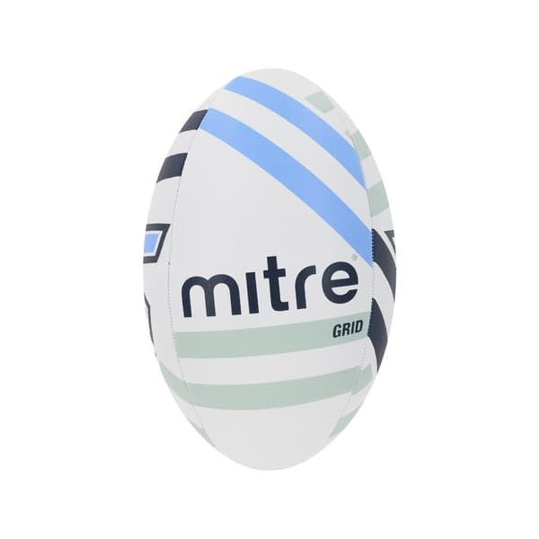 Mitre Grid Rugby Ball White/Black/Blue 5