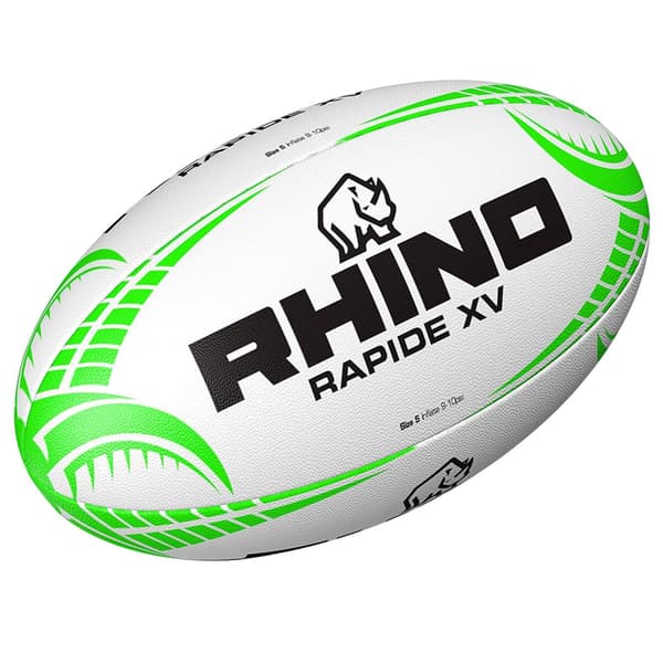 Rhino Rapide XV Rugby Ball White/Green 4