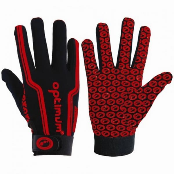 Optimum Velocity Rugbyhandsker med fuld finger til børn/børn Red/Black Mini