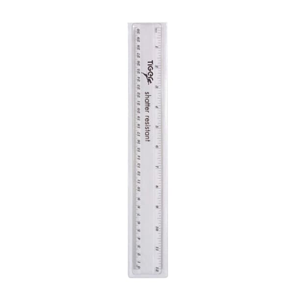 Tiger Stationery Transparent Plastic Rulers (Pack of 12)