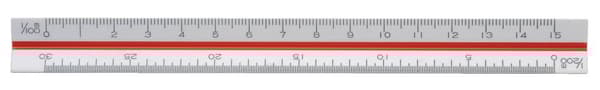Skallinjal 15cm 1:100:200:300:400:500