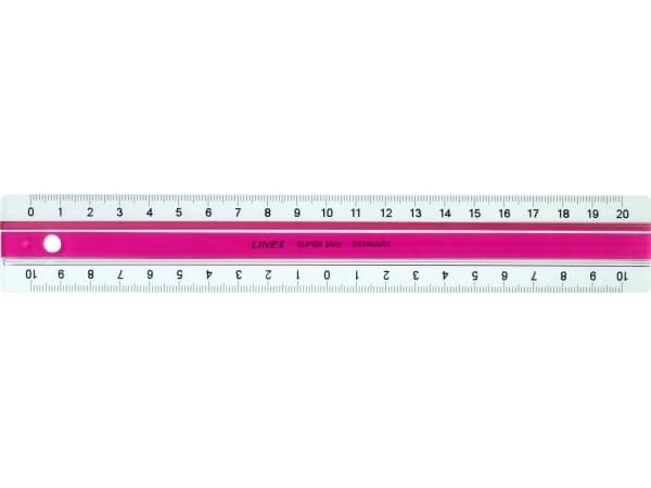 Linjal Linex Super, 20 cm, akryl, rosa