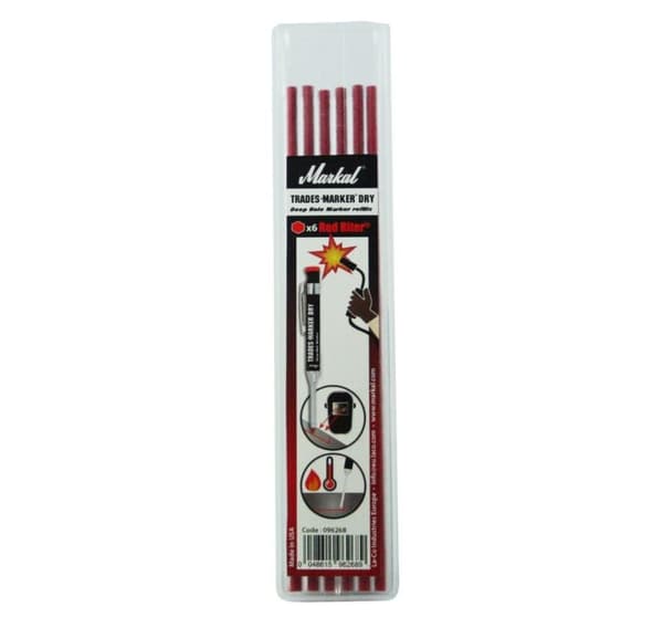 Varaterät Trades-Marker® Dry -merkintäkynään. Red Riter hitsaajalle, 6 kpl