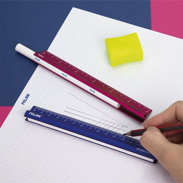 Milan Display Box 10 Eraser&ruler 15 Cm Eraser&ruler 15 Cm Acid-serien Durchsichtig