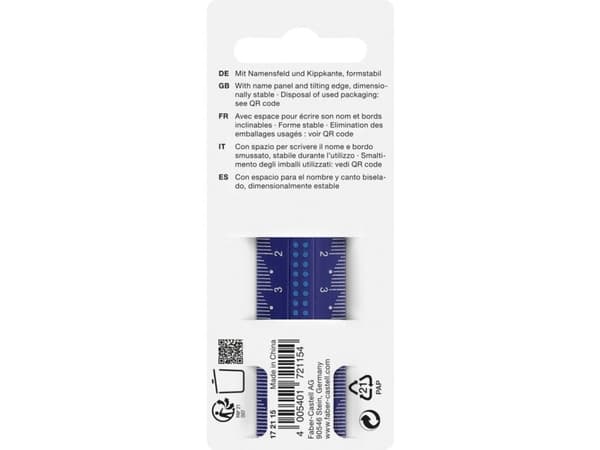 Faber-Castell 172115, Vanlig linjal, Assorterte farger, cm, MM Fiber, 150 mm, 1 stykker