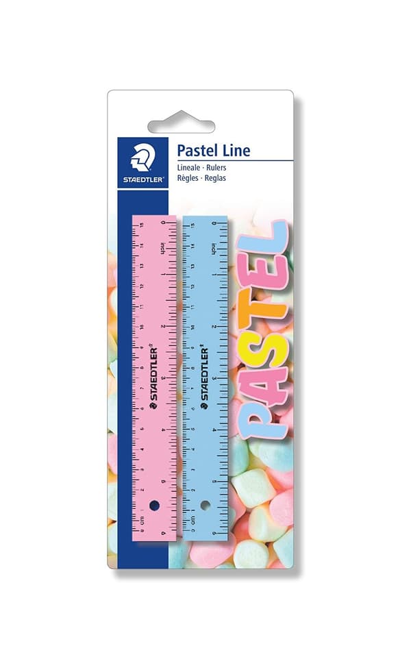 Lineal 15 cm 2 stk pastelfarver Staedtler