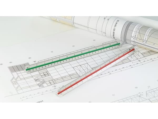 WEDO kolmikulmainen viivoitin arkkitehti, alumiinia, hopeanväriset listat, kohokuvioitu asteikko, - 1 kpl (5255101)