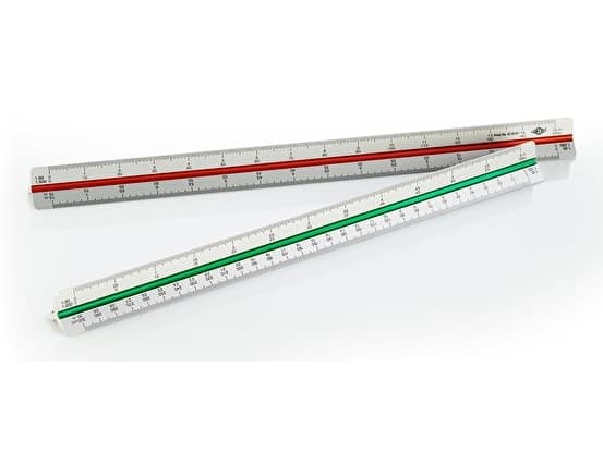WEDO kolmikulmainen viivoitin arkkitehti, alumiinia, hopeanväriset listat, kohokuvioitu asteikko, - 1 kpl (5255101)