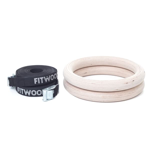 FitWood Turnringer 28mm - Tre-Overflate / Svart Stropp