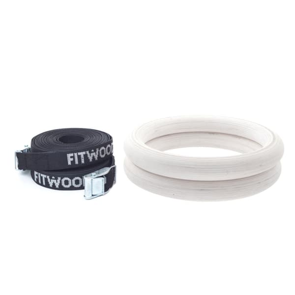 FitWood Olympic Turnringer 28mm - Glazing-Overflate / Svart Stropp