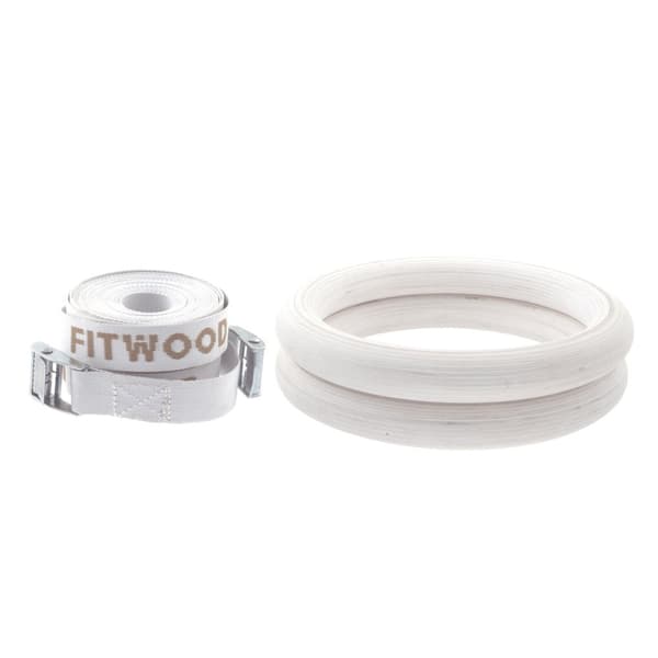 FitWood Olympic Turnringer 28mm - Glazing-Overflate / Hvit Stropp