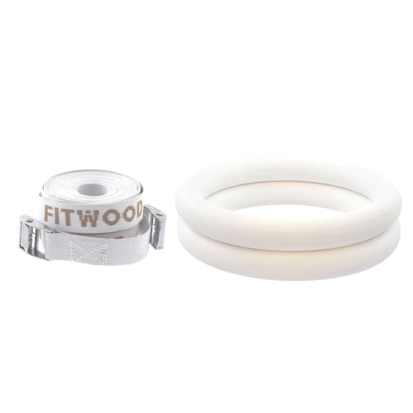 FitWood Olympic Turnringer 28mm - Hvit-Overflate / Hvit Stropp