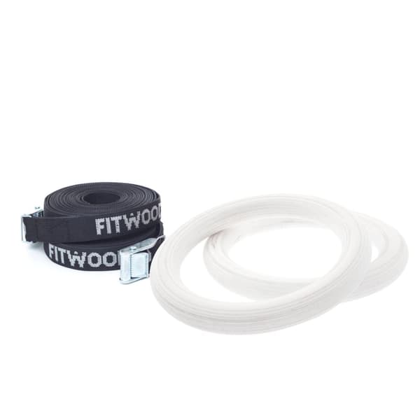 FitWood Play Turnringer 25mm - Hvit Overflate / Svart Stropp