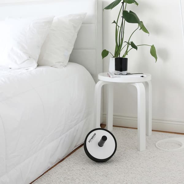 FitWood Kjerag Ab Wheel - Hvid Træ / Rustfri Stål Håndtag / Sort Ring