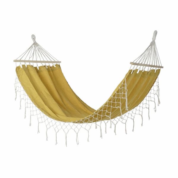 Hængekøje DKD Home Decor Okker Polyester Bomuld Fyrretræ Frynse (255 x 80 x 28 cm)