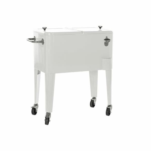 Transportabelt Køleskab DKD Home Decor Hvid Med hjul Stål PP (56 L) (74 x 43 x 80 cm)