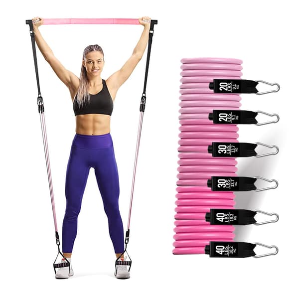 Yoga Resistance Bands Sett i Rosa – 100LB Motstand for Effektiv Trening