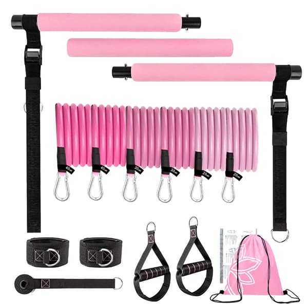 Yoga Resistance Bands Sett i Rosa – 100LB Motstand for Effektiv Trening