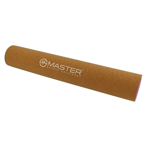 MASTER Yoga 4 mm træningsmåtte - 183 x 61 cm (kork - lilla)