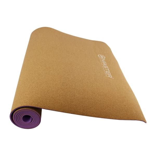 MASTER Yoga 4 mm træningsmåtte - 183 x 61 cm (kork - lilla)