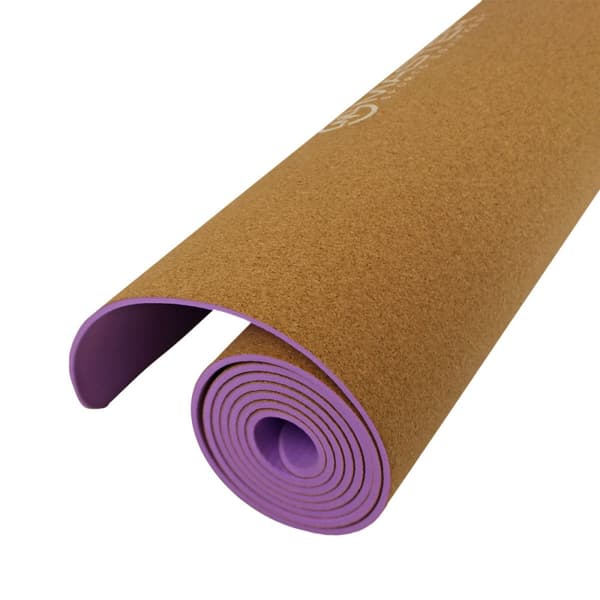 MASTER Yoga 4 mm træningsmåtte - 183 x 61 cm (kork - lilla)