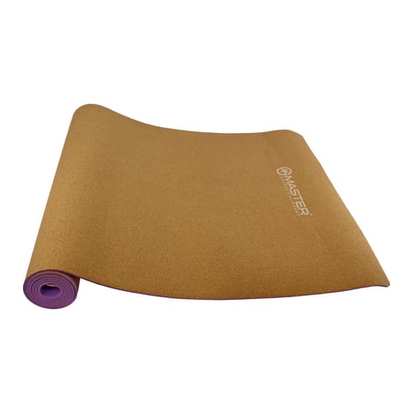 MASTER Yoga 4 mm træningsmåtte - 183 x 61 cm (kork - lilla)