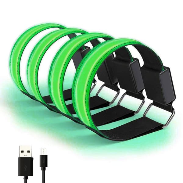 LED-reflexarmband - 4-pack - USB-uppladdningsbart - Justerbara säkerhetslampor för utomhusaktiviteter