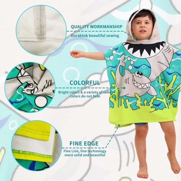 Hood Cape Kylpypyyhe Kylpytakki Poncho, 60x60cm - Glasses Girl / Blue
