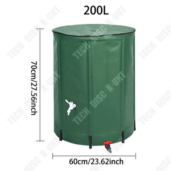 TD Vattenlagringsbehållare 200L / 52 Gallon Fällbar Regnvattentank i PVC Bärbar Mångsidig Vattenåtervinning