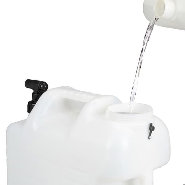 Relaxdays vattendunk med kran, plast utan BPA, stor öppning, handtag, 20 liter, svart och vit