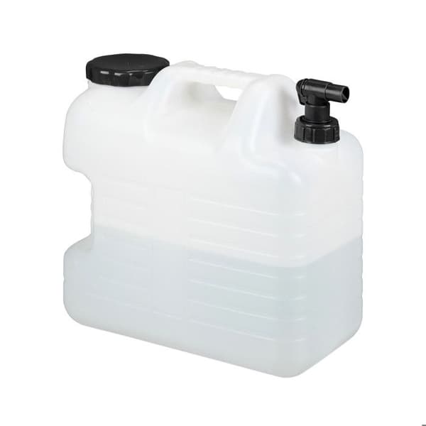 Relaxdays vattendunk med kran, plast utan BPA, stor öppning, handtag, 20 liter, svart och vit