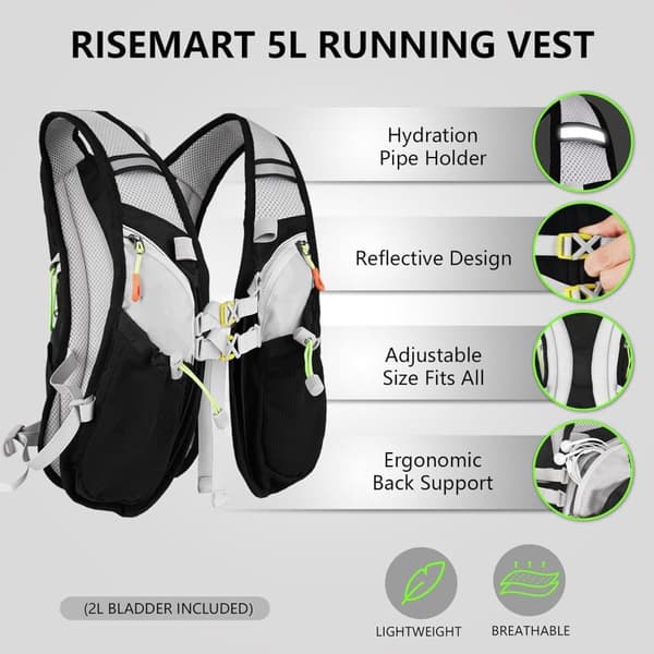 Lollanda Refleksvest med Hydreringsblære – unisex, justerbar og åndbar til løb, cykling og maraton