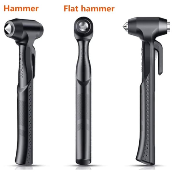 Bilhammer Vindusknuser Emergency Hammer Belte Kniv Langt Håndtak - Svart