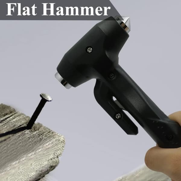 Bilhammer Vindusknuser Emergency Hammer Belte Kniv Langt Håndtak - Svart