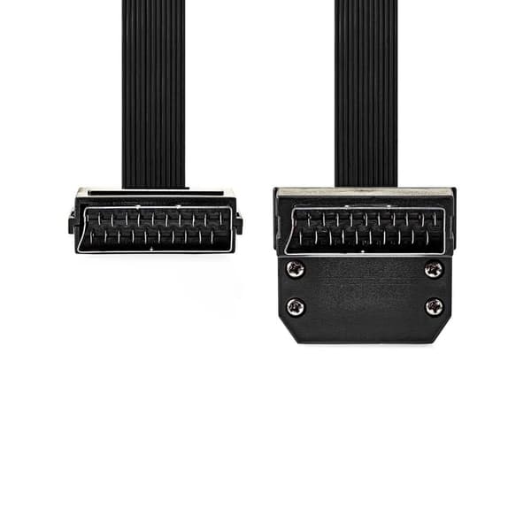 Nedis SCART-kabel | SCART Hane | SCART Hane | Nickelplaterad | 480p | 2.00 m | Platt | PVC | Svart | Kuvert