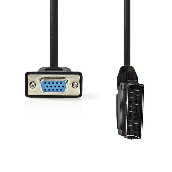 Nedis SCART-kabel | SCART Han | VGA Hun | Nikkelplateret | 480p | 2.00 m | Runde | PVC | Sort | Label