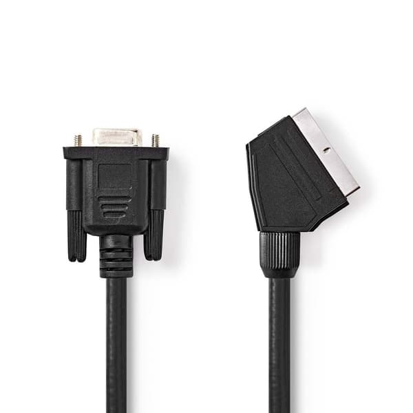 Nedis SCART-kabel | SCART Han | VGA Hun | Nikkelplateret | 480p | 2.00 m | Runde | PVC | Sort | Label