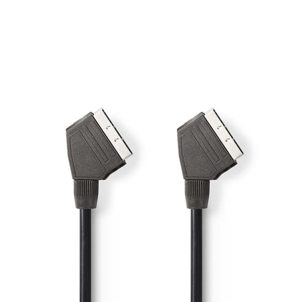 Nedis SCART-kaapeli | SCART Uros | SCART Uros | Niklattu | 480p | 1.50 m | Pyöreä | PVC | Musta | Label