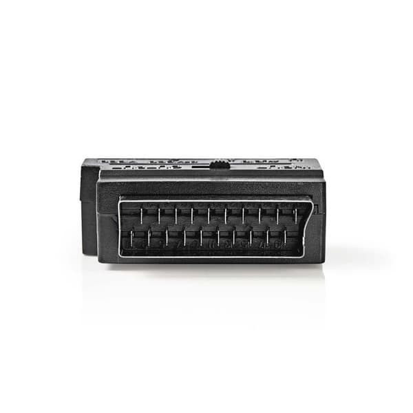 Nedis SCART-adapter | SCART Han | S-Video Female / 3x RCA Hun | Nikkelplateret | Skiftelig | ABS | Sort | 1 stk. | Box