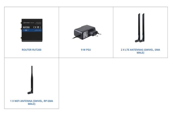 LTE Cat 4 Router | RUT200 | 802.11n | 10/100 Mbit/s | Ethernet LAN (RJ-45) ports 2 | Mesh Support No | MU-MiMO No | 2G/3G/4G