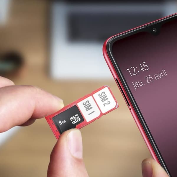 Simkortslåda - AVIZAR - Galaxy A10 - 2x Nano Sim och microSD - Röd