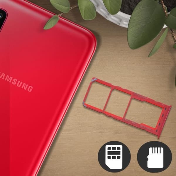 Simkortslåda - AVIZAR - Galaxy A10 - 2x Nano Sim och microSD - Röd