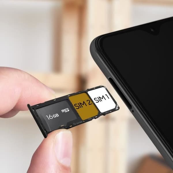 SIM-kortsfack - Samsung - Galaxy A22 5G - Svart - Dual Nano SIM - Micro-SD