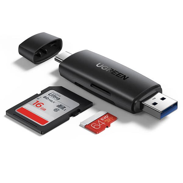 CARD READER extern Ugreen, "CM304" interfata USB 3.0/USB Type-C, citeste/scrie: SD, microSD viteza pana la 5Gbps, suporta carduri maxim 2TB,plastic,bl