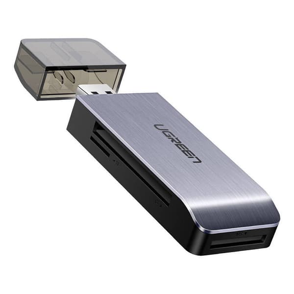CARD READER extern Ugreen, "CM180" interfata USB 3.0, citeste/scrie: TF/SD/MS/CF 3.0 viteza pana la 100Mbps,  suporta carduri maxim 2 TB, plastic, gri